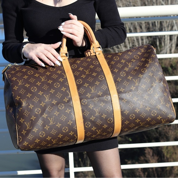 Authenticated Louis Vuitton LV CarryAll 55 Speedy Travel Duffle Bag Luggage - Picture 4 of 16